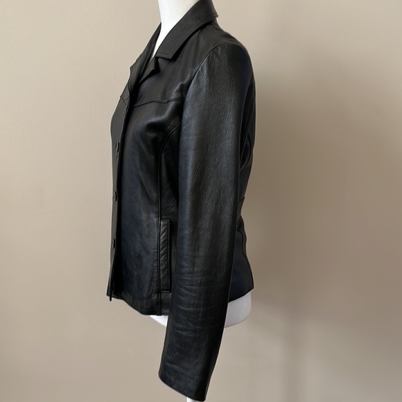 Wilsons Maxima - Genuine Black Leather Vintage 90’s Blazer - Size Medium - Picture 5 of 14